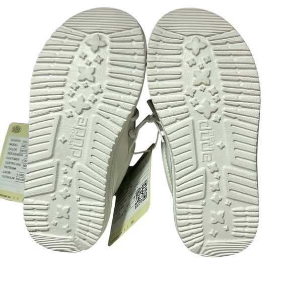 New Hey Dude Wally Leather Mono White Toddler Size 7 US EU 25 BNWOT - Picture 4 of 6